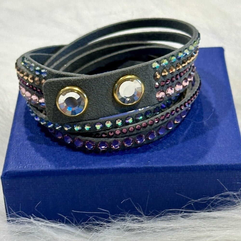 Fabric Swarovski Crystal Slake Wrap Bracelet
